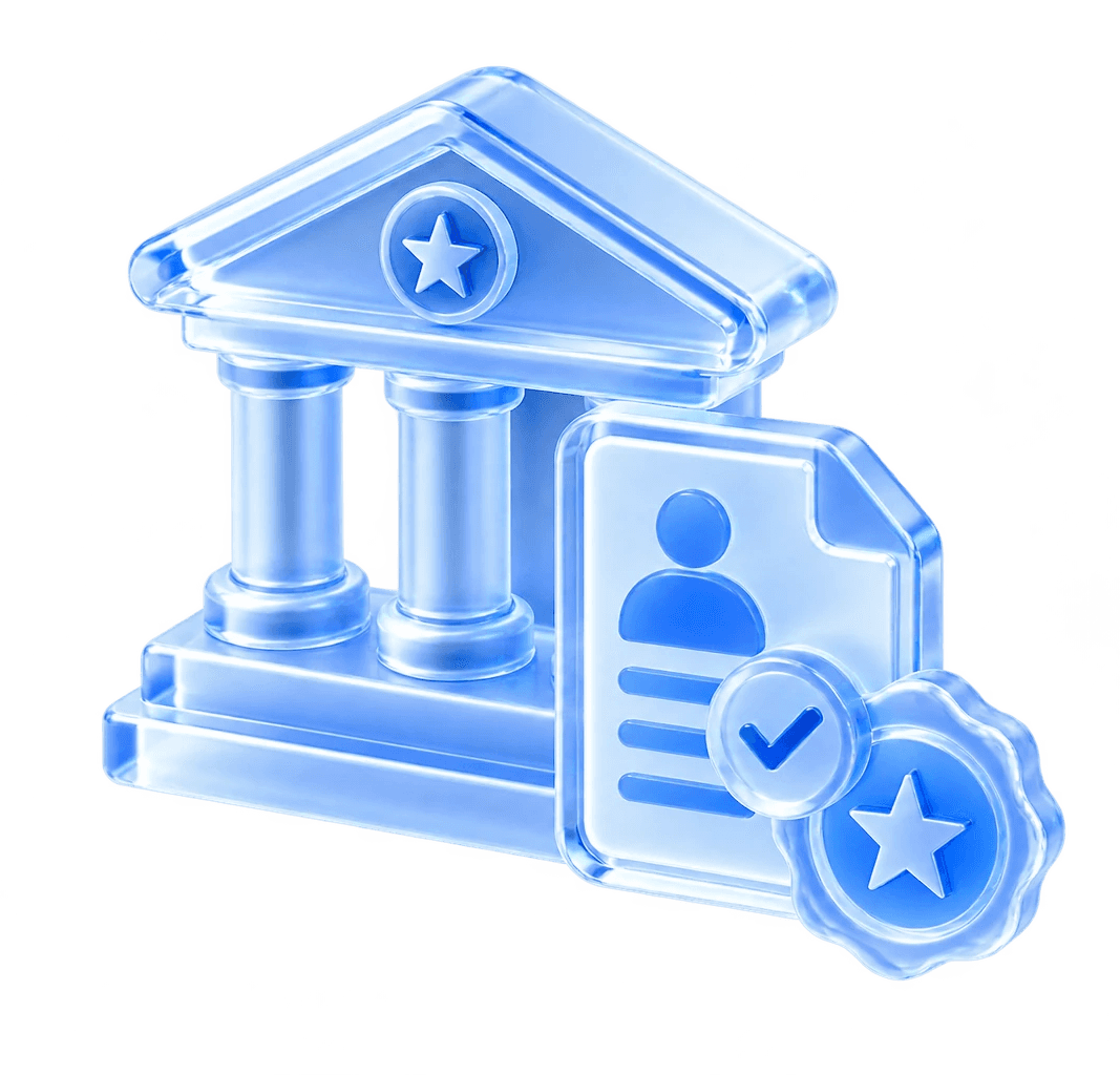 3D icon of a US government building representing OFAC sanctions screening