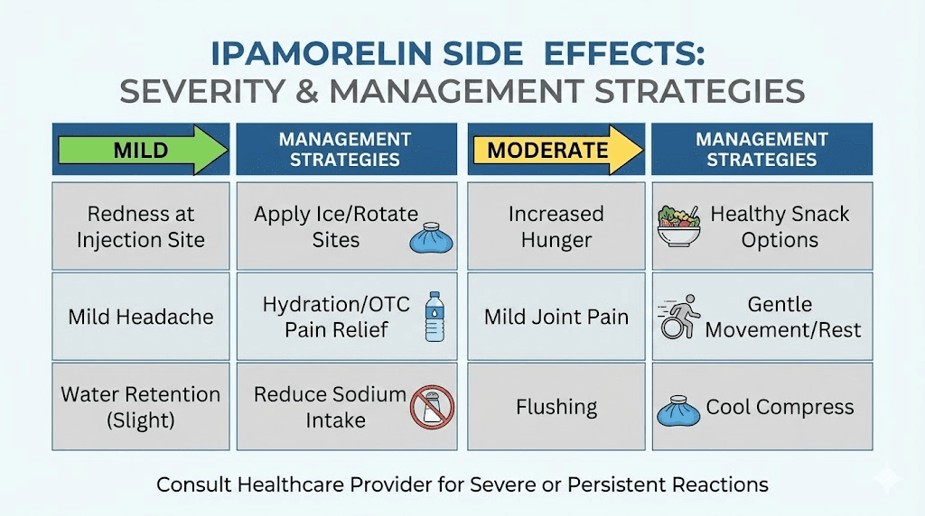 Ipamorelin common side effects severity scale with management options