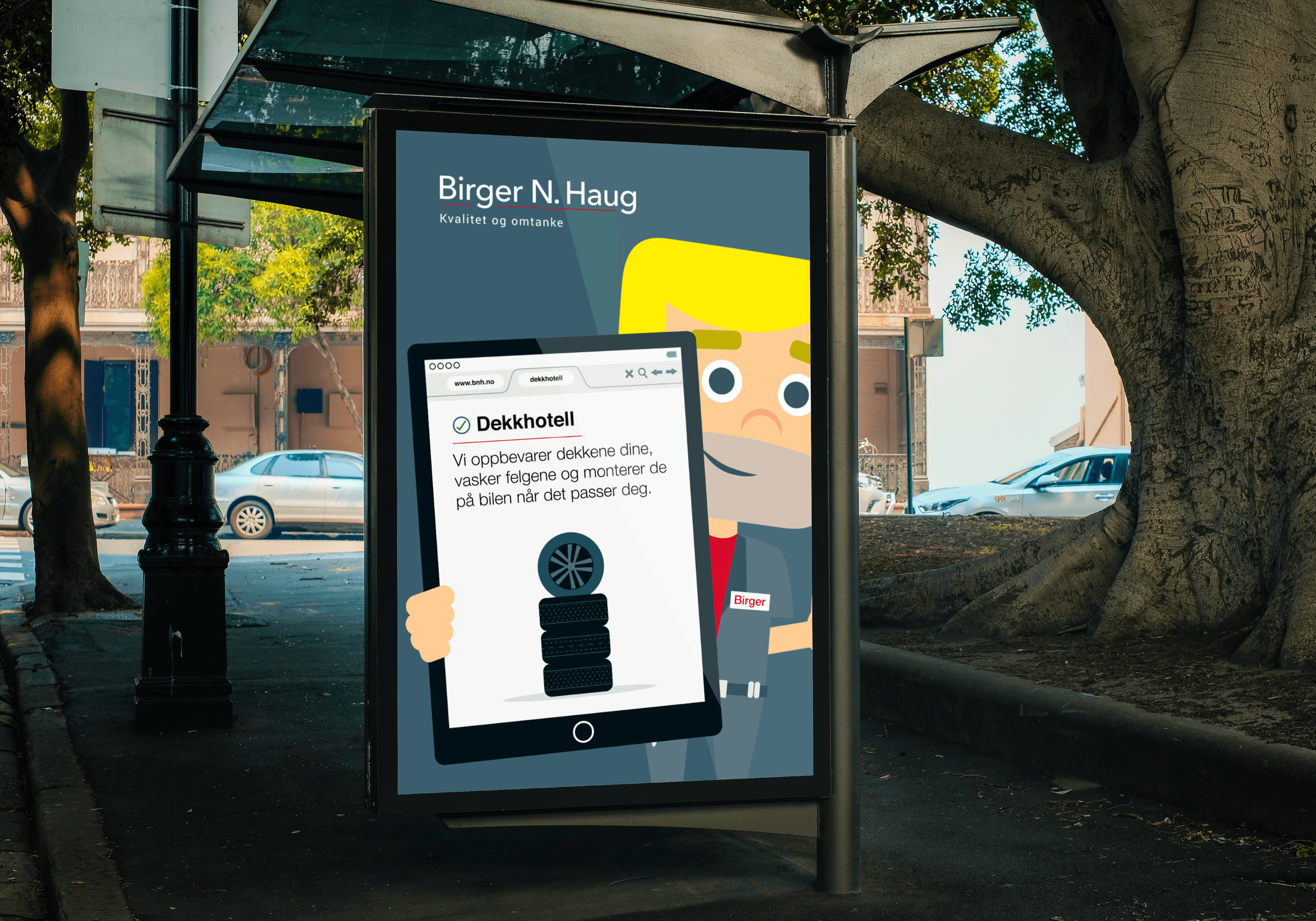 Poster ifm dekkskift hos Birger N. Haug designet av brakk.no