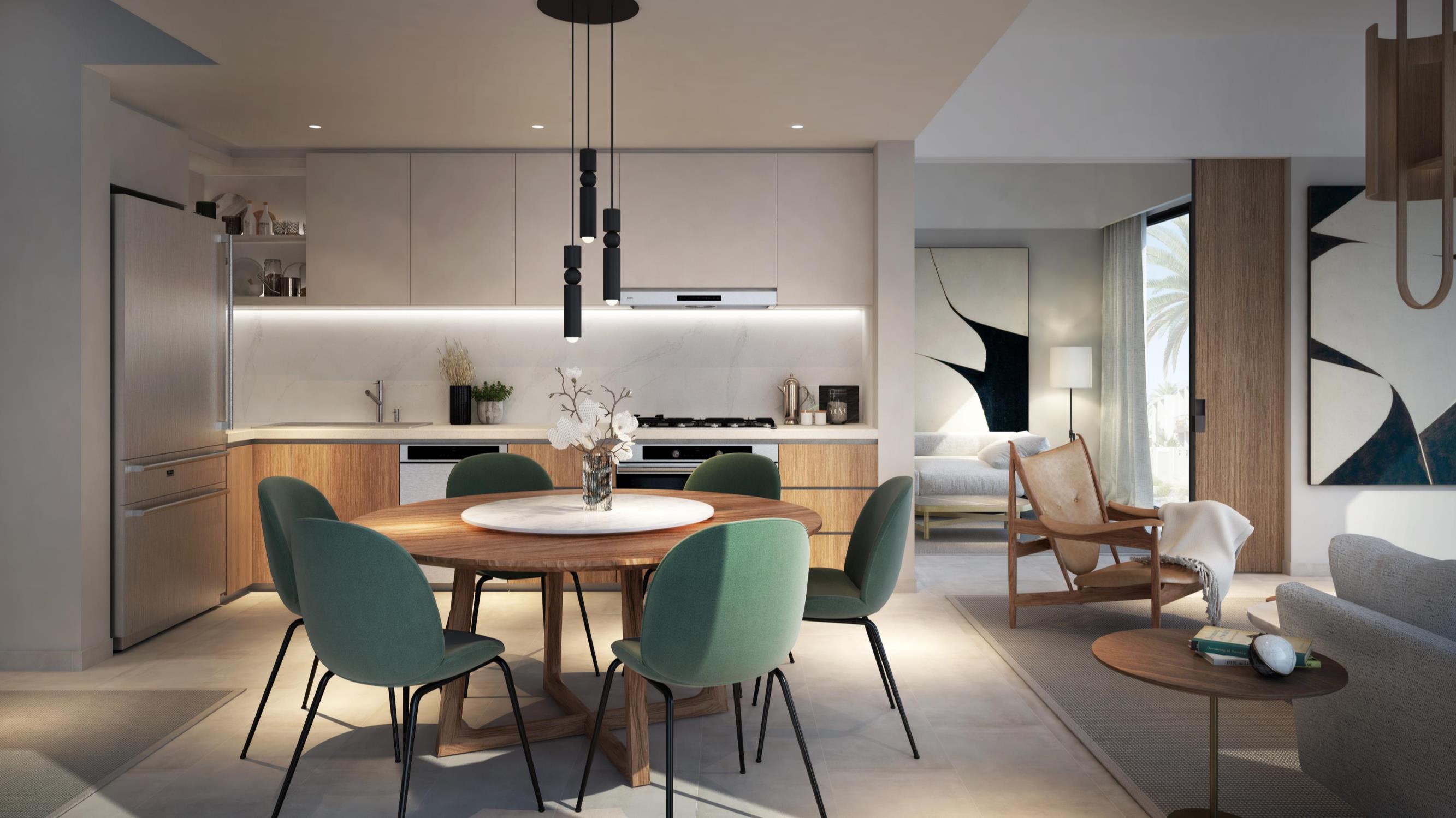 A sleek living room with modern furnishings, reflecting a contemporary aesthetic at Talia at the Valley.