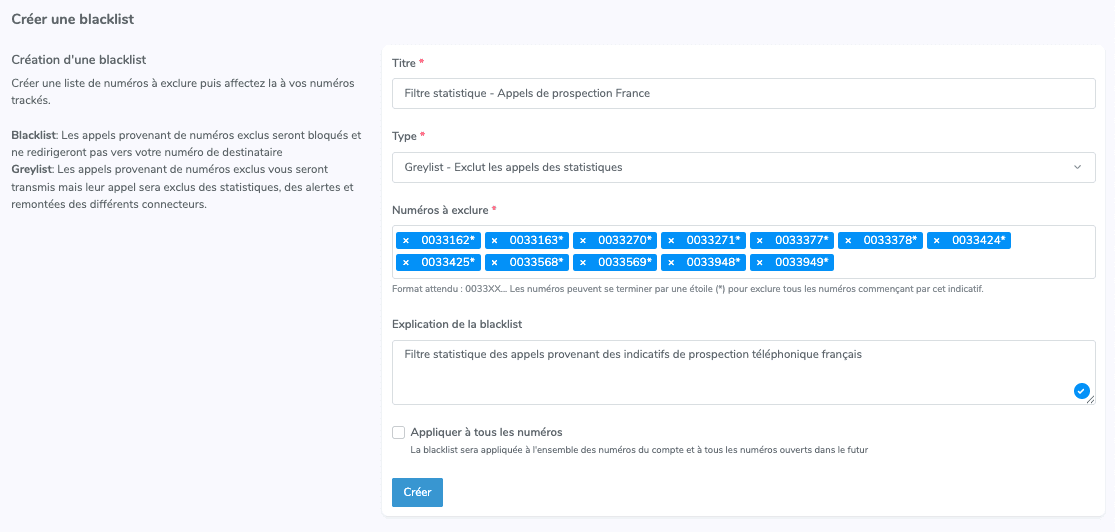 Interface Greylist Magnétis