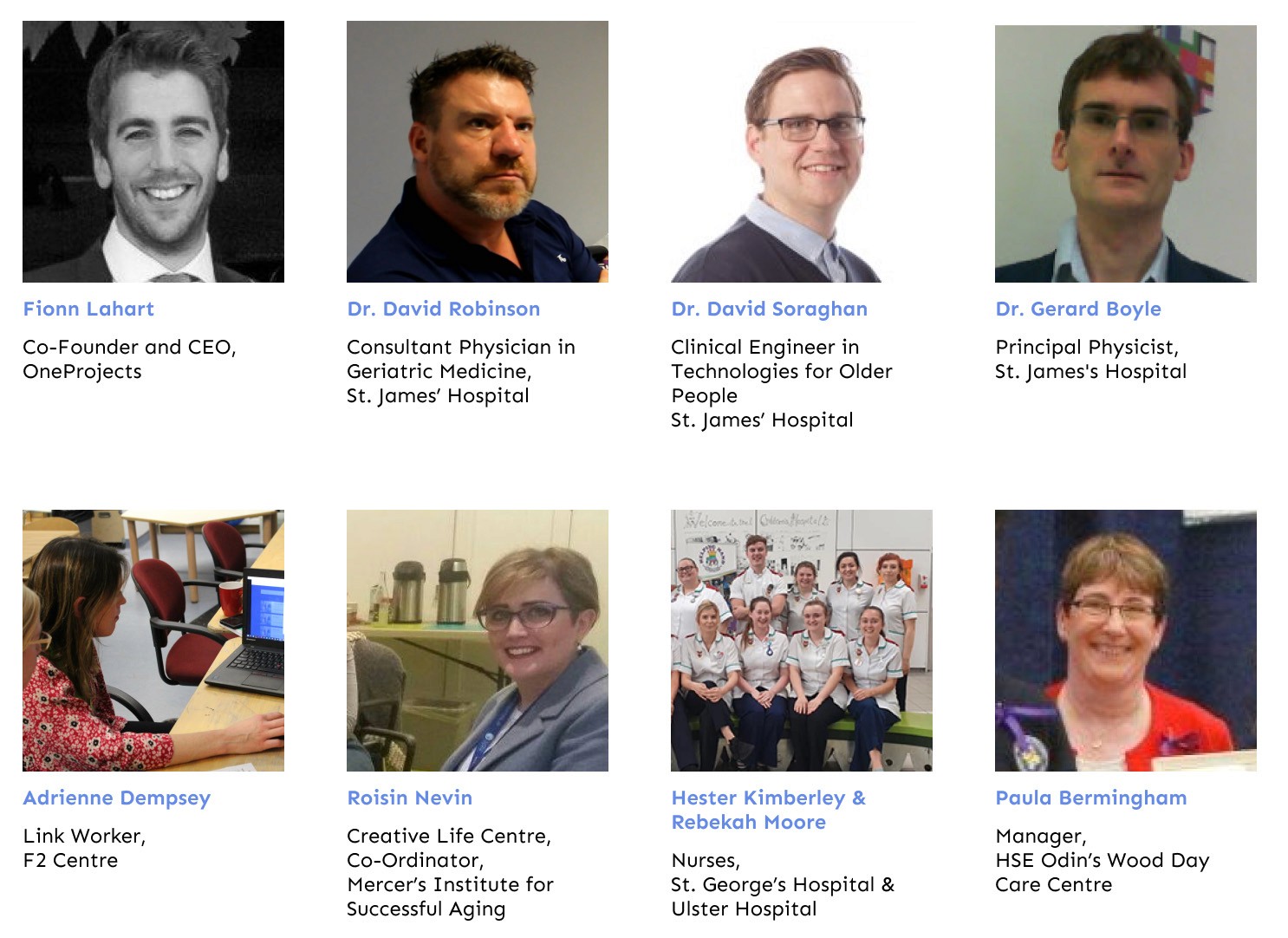 Photos of healthcare professionals we interviewed and who they are