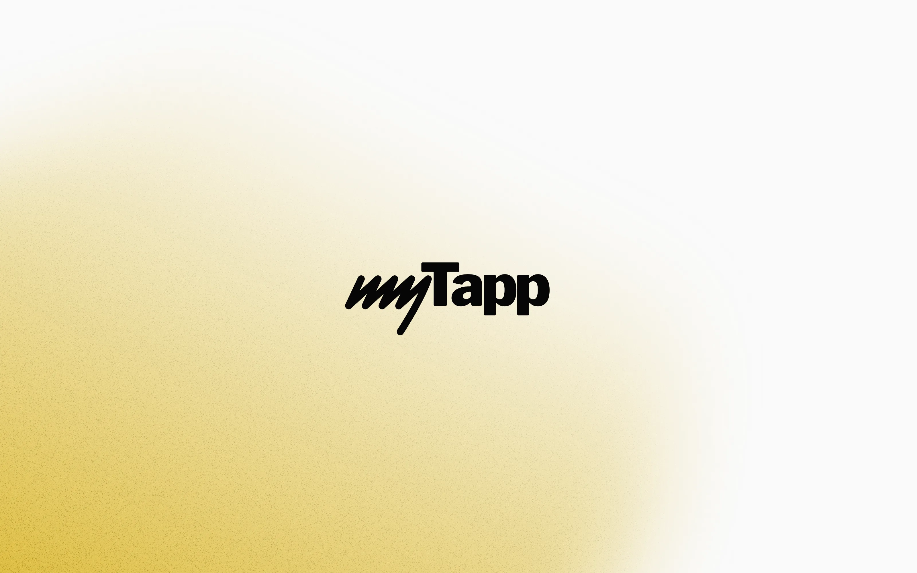 White and yellow background with myTapp's logo in black