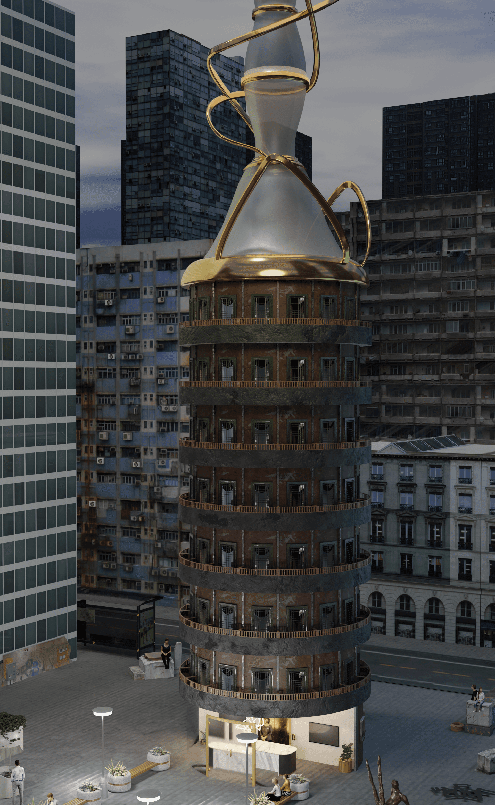 Wealth - A tower physically representing the wealth gap.