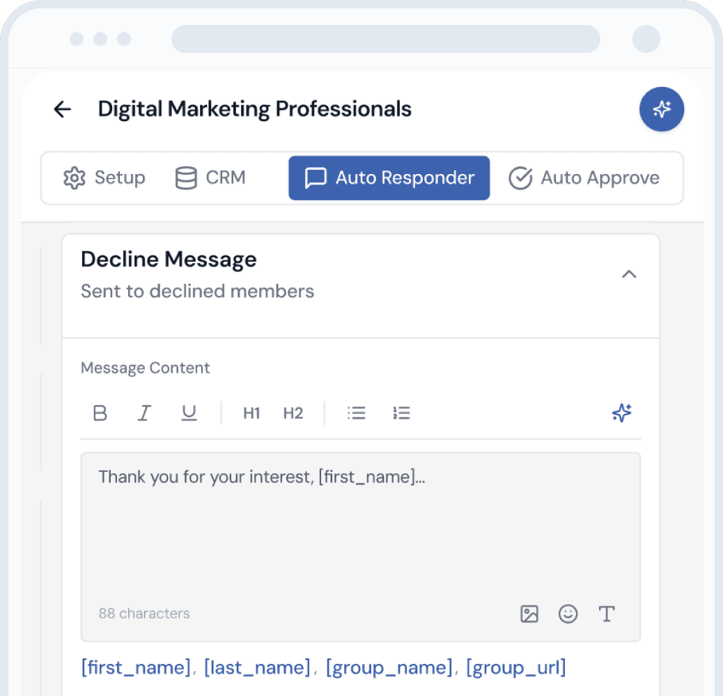Auto Message Declined Group Members
