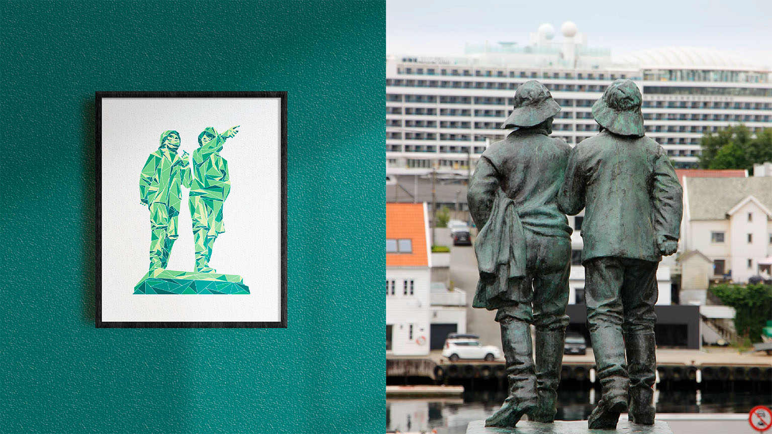 Eksempelmotiv – Fiskerne statuen foto og Fiskerne illustrasjon
