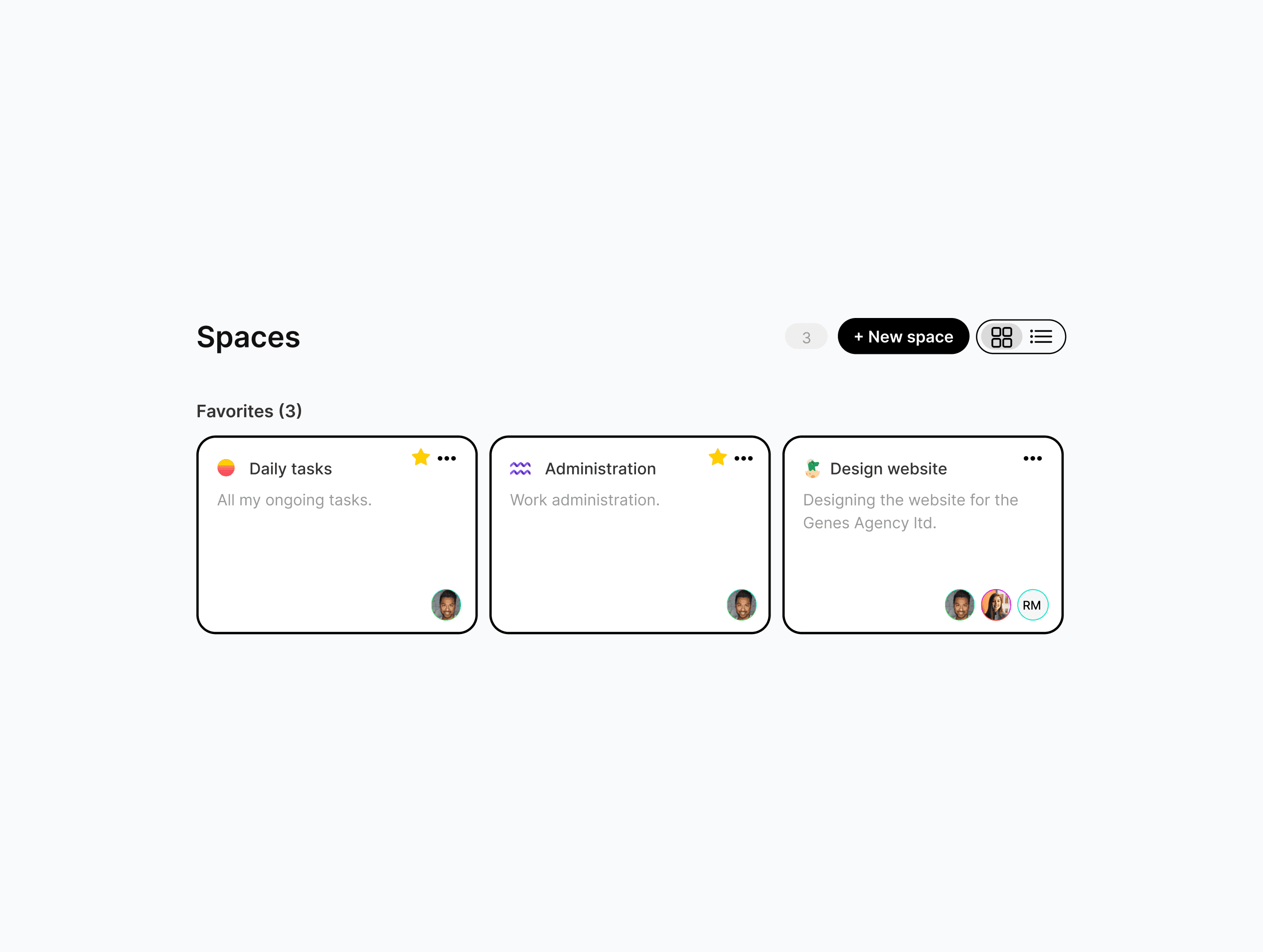 categorize tasks in spaces