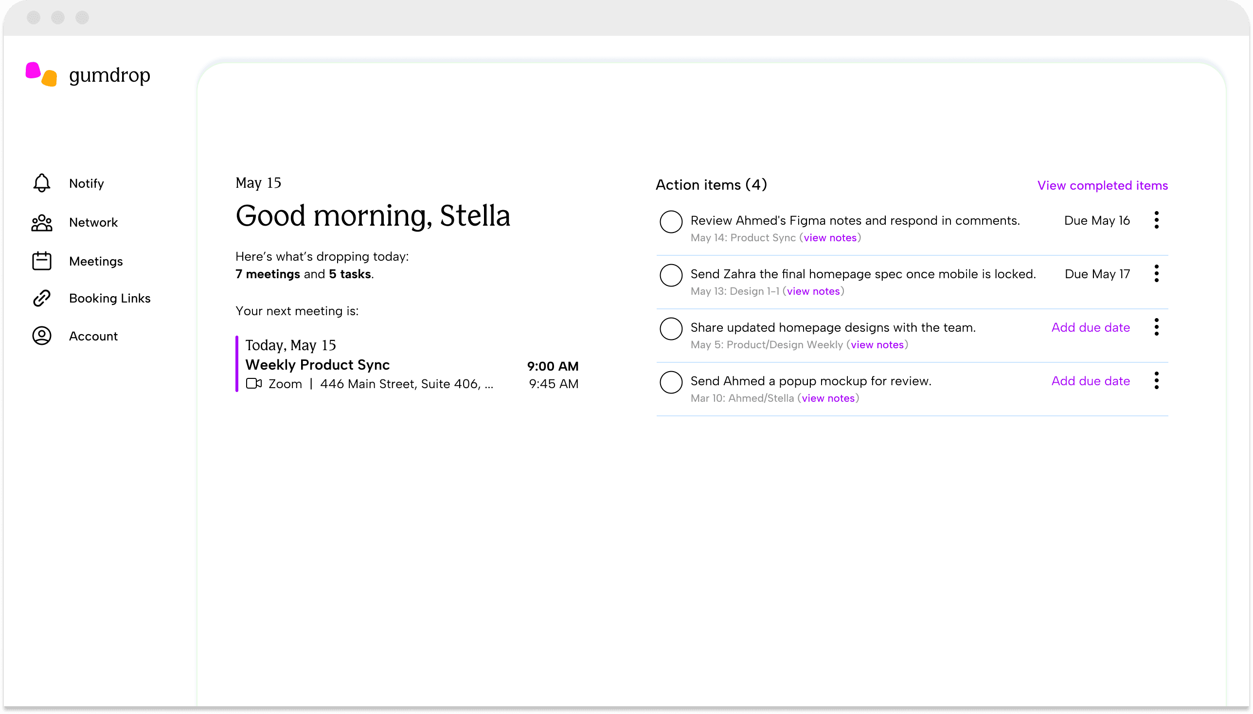 AI meeting notetaker writing meeting recap with action items