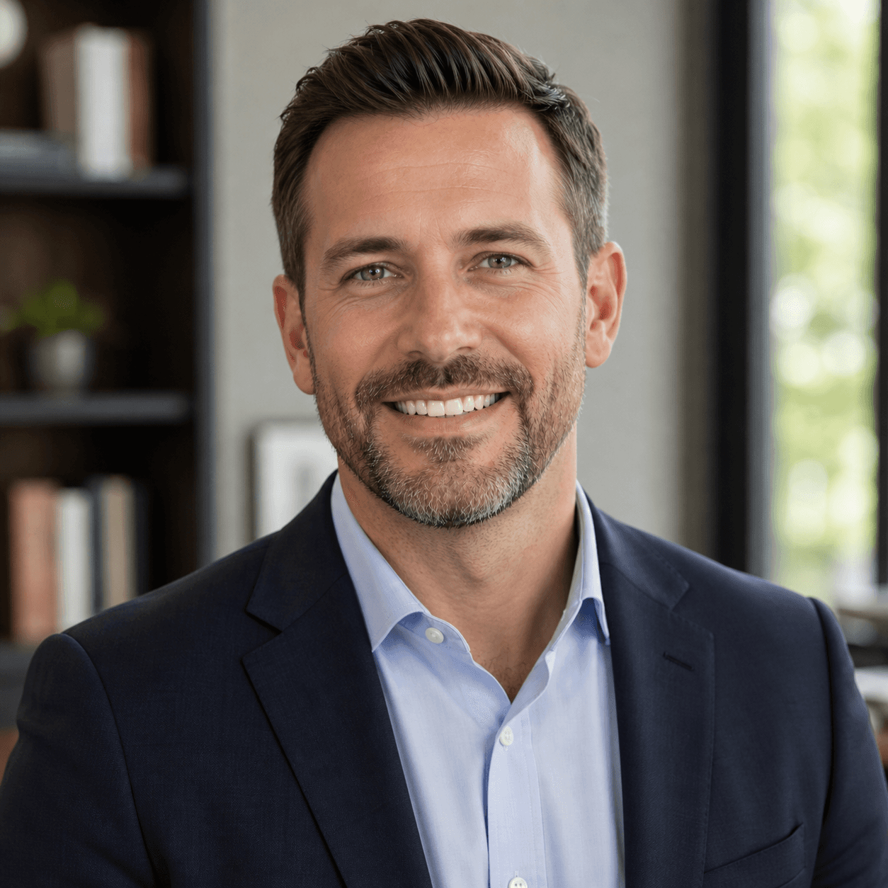 Professional corporate portrait in modern office