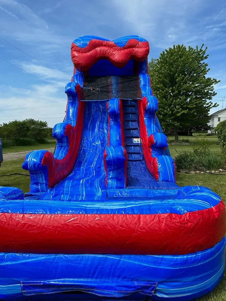 Front view of large inflatable slide