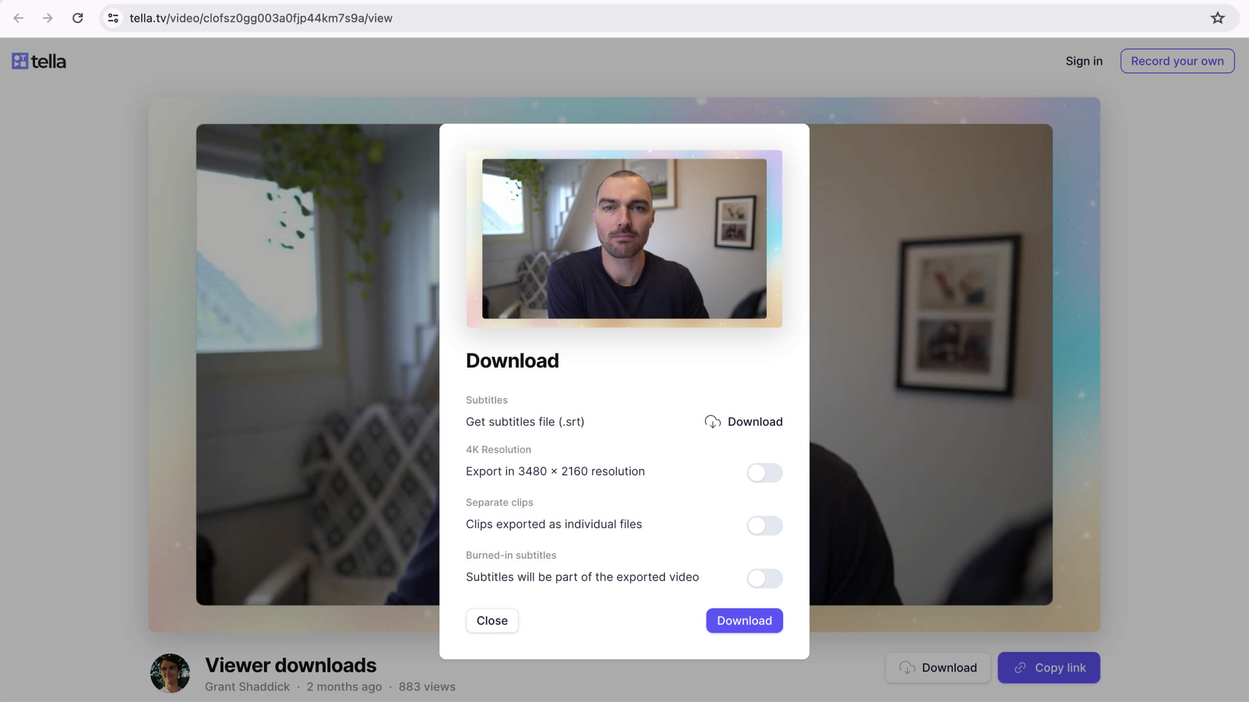 Video viewer downloads