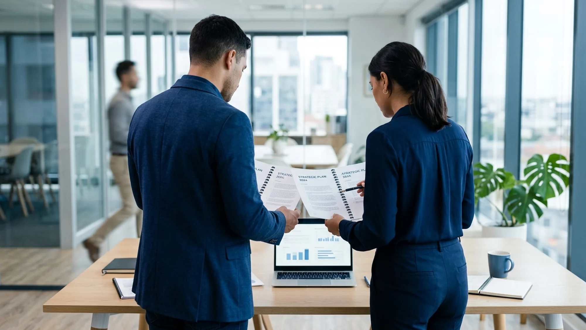 Dirigeants comparant les propositions de plusieurs services d'assistants virtuels
