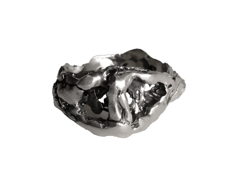 silver brutalist ring