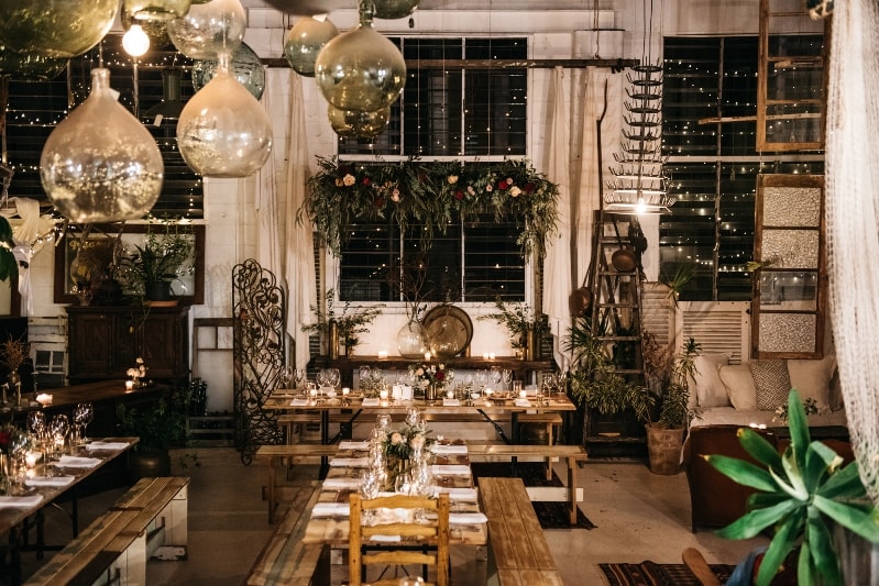 Small rustic wedding set up