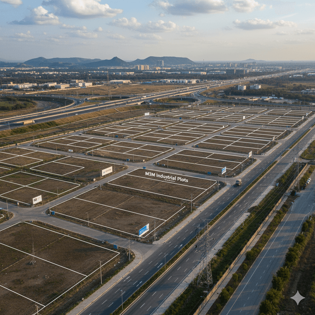 M3M Industrial Plots in Manesar Aerial View Highlighting Connectivity