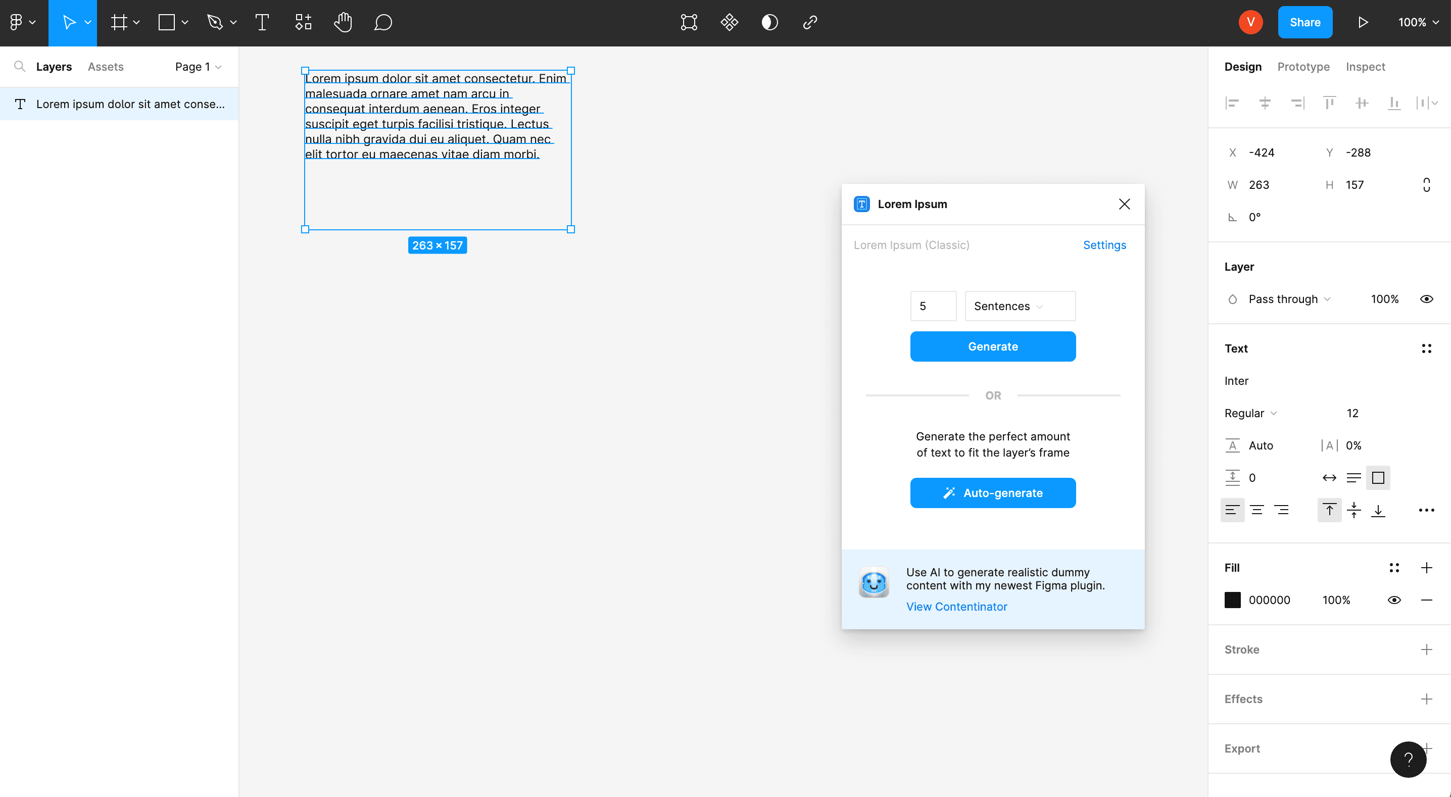 Lorem Ipsum Figma plugin