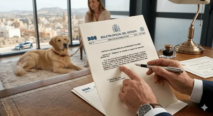 Extracto de la Ley de Bienestar Animal que exige un seguro de responsabilidad civil para todos los perros.