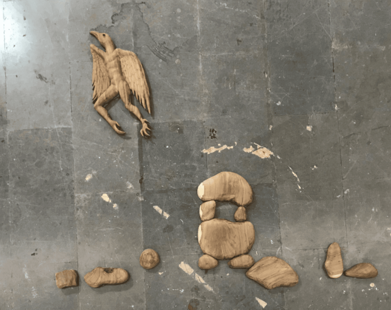 herd of sheep on road painting