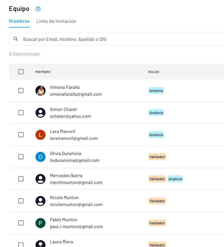 gestión completa de equipos con diversos roles: validador, taquillero, admin, etc