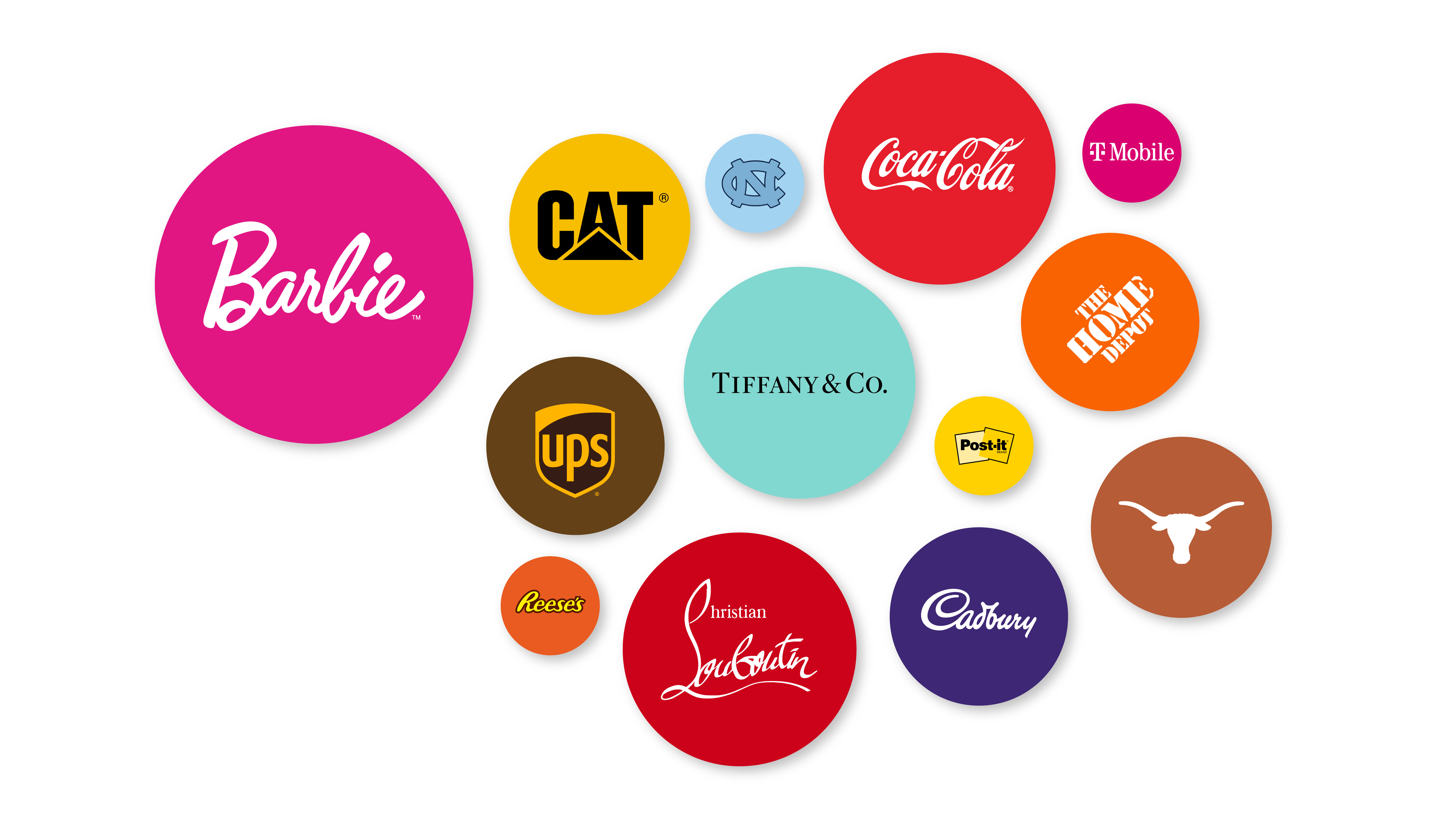 Circle chart showing brands associated with signature colors, including Barbie, Tiffany, UPS, and Coca-Cola.