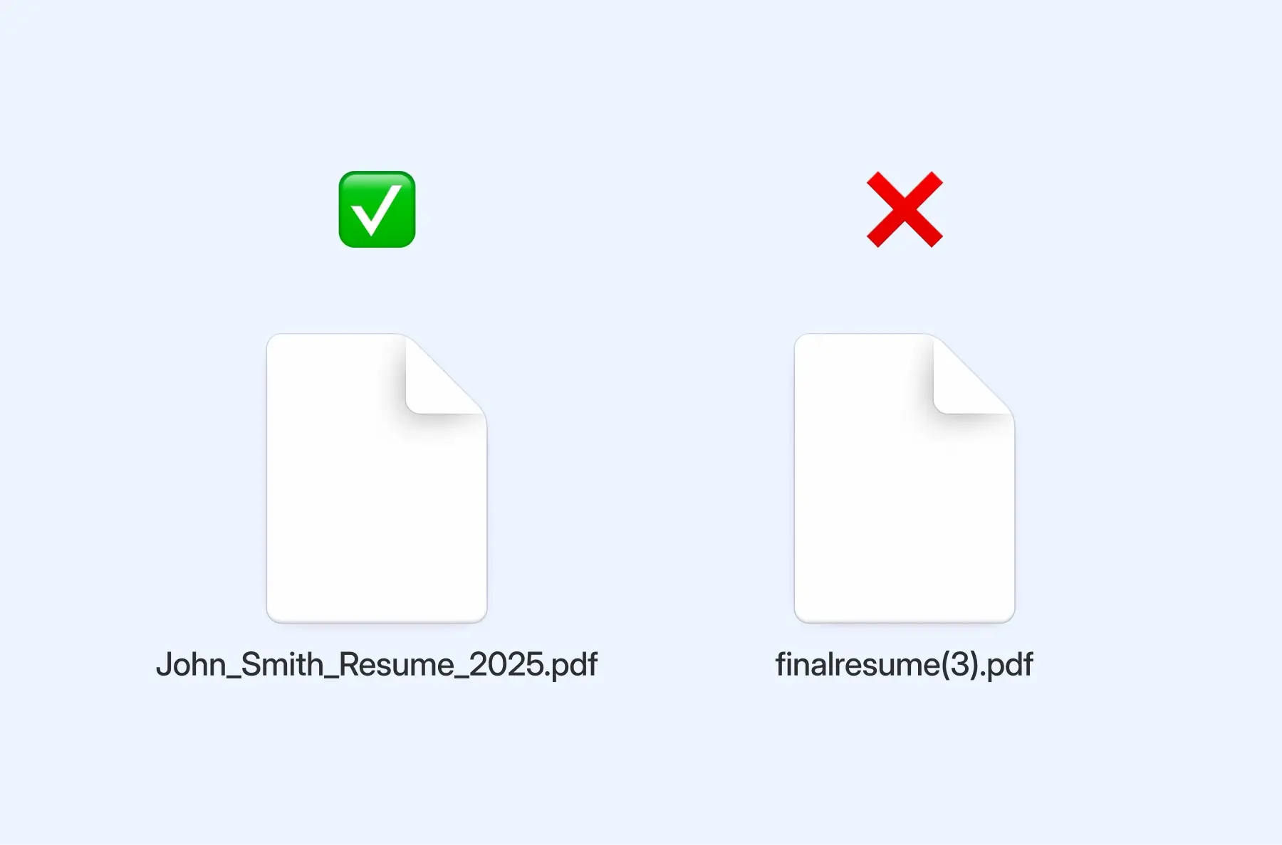 examples of professional resume file names in PDF and Word formats