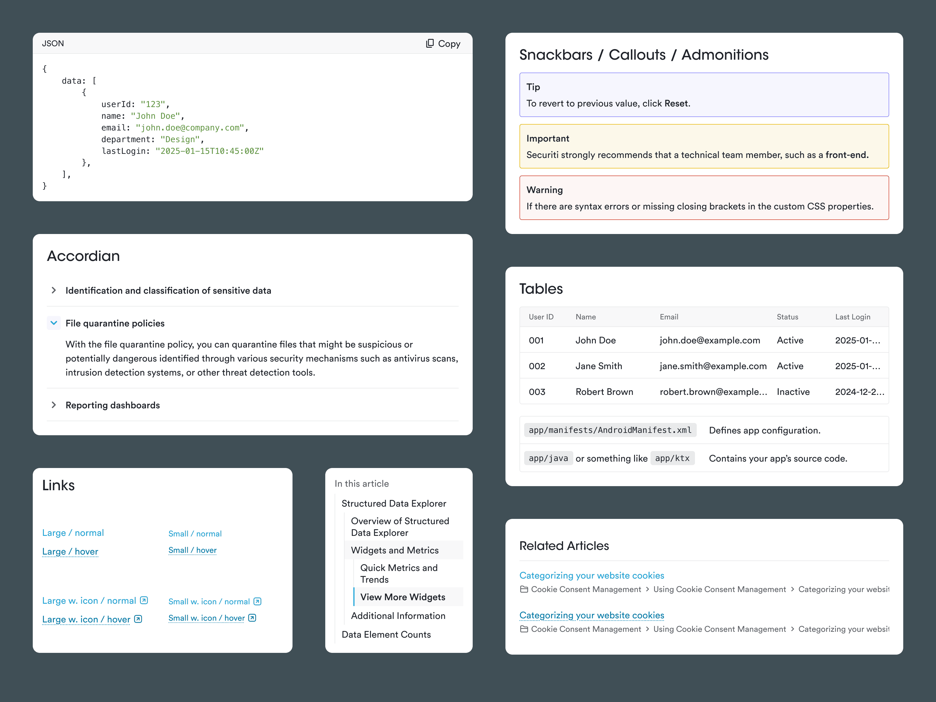 Securiti help center design building blocks