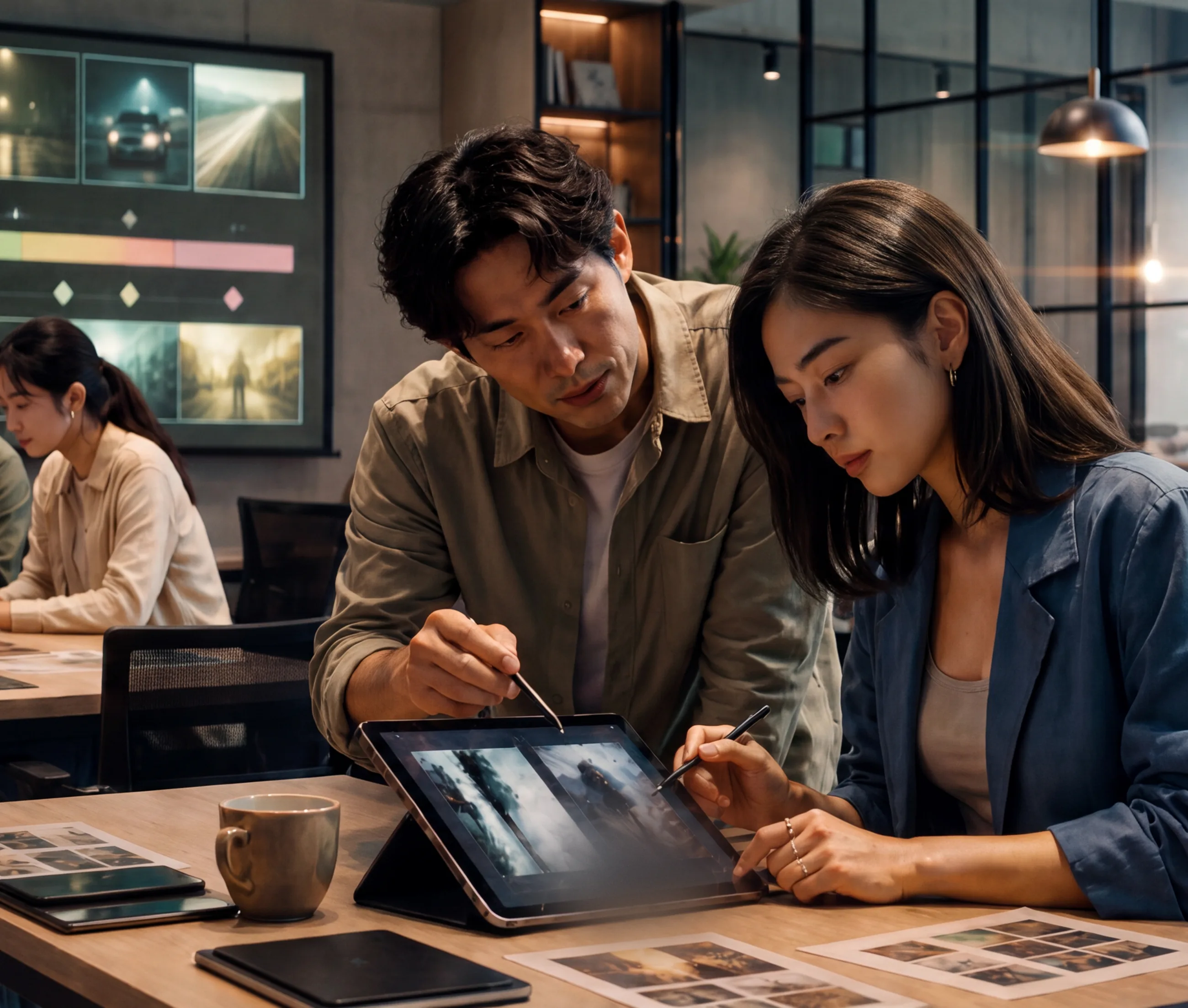 工作坊現場，多人各自在桌前用平板與電腦操作
