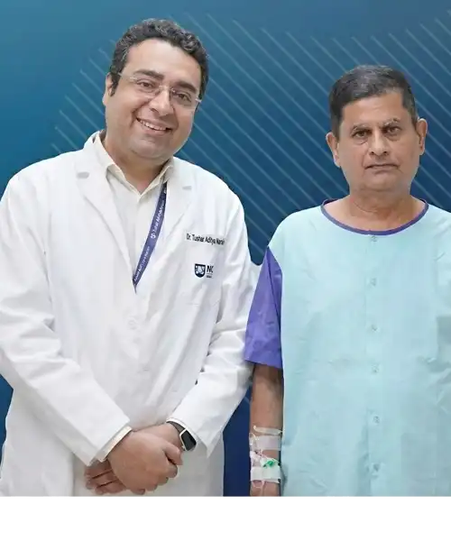 Dr Tushar with Patient at Max Hospital - robotic prostatectomy