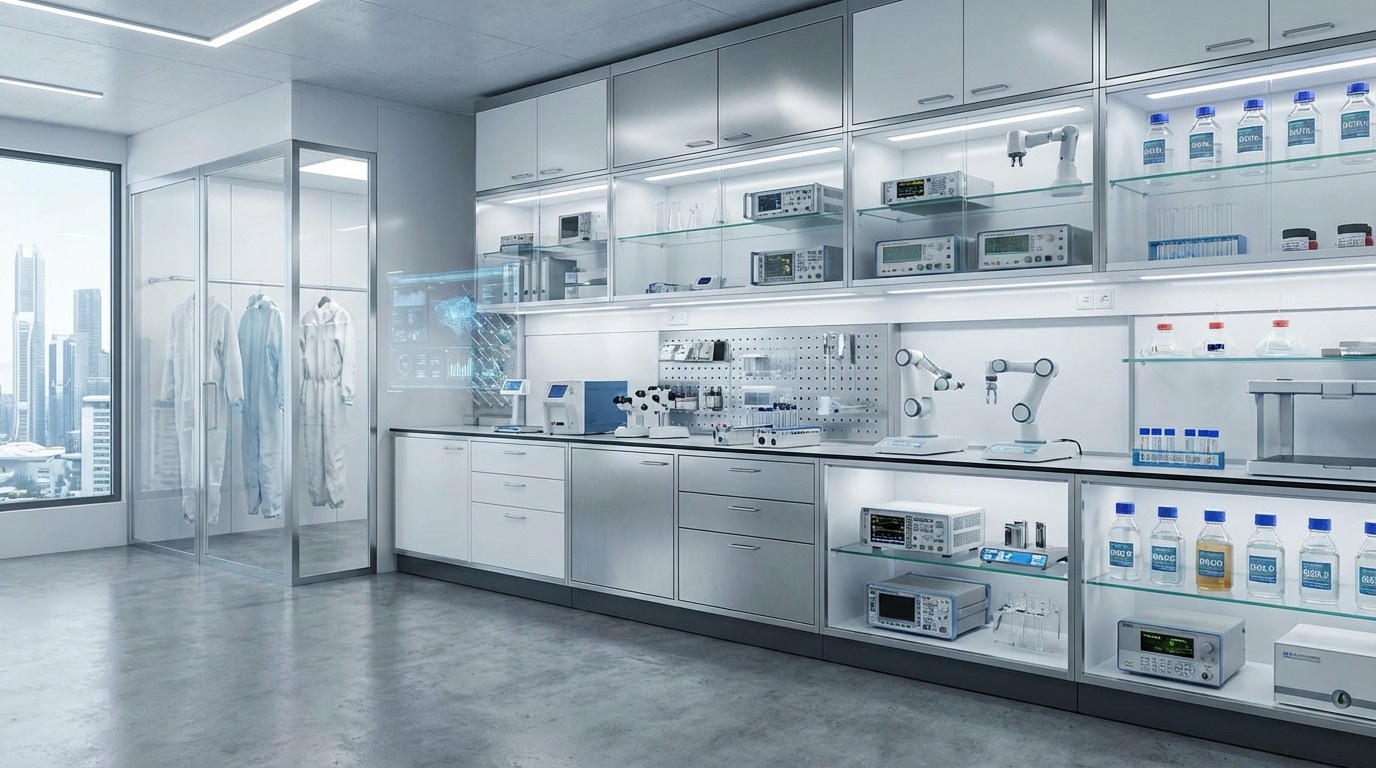 Modern living room with a comfy armchair, a dark sofa with decorative pillows, and a coffee table. Large windows.