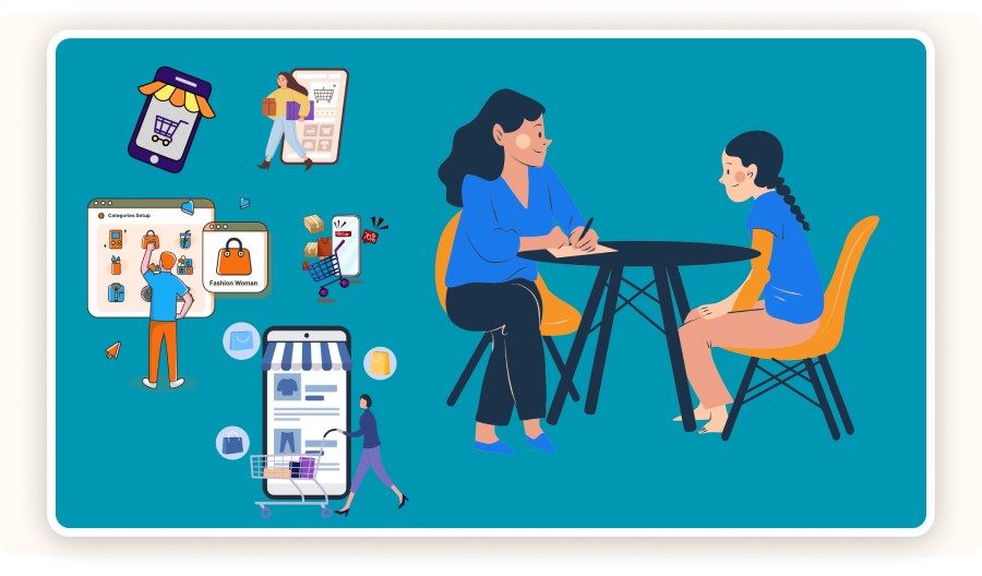 Woman mentoring a girl