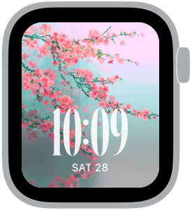 pixel bloom Apple Watch face preview 1 featuring floral, gradient, modern, and spring.