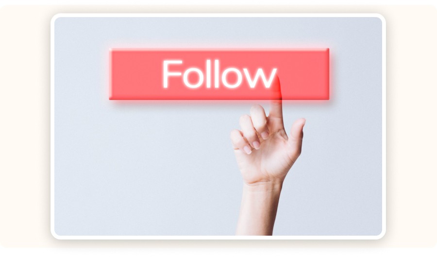 red “Follow” button