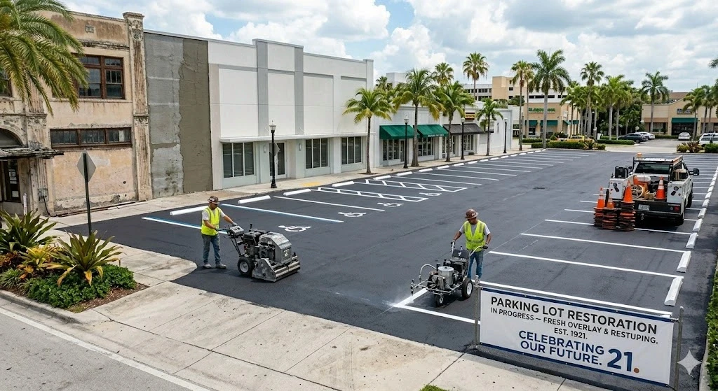Parking lot restoration, resurfacing and restriping in Fort Lauderdale — Planet Construction FL