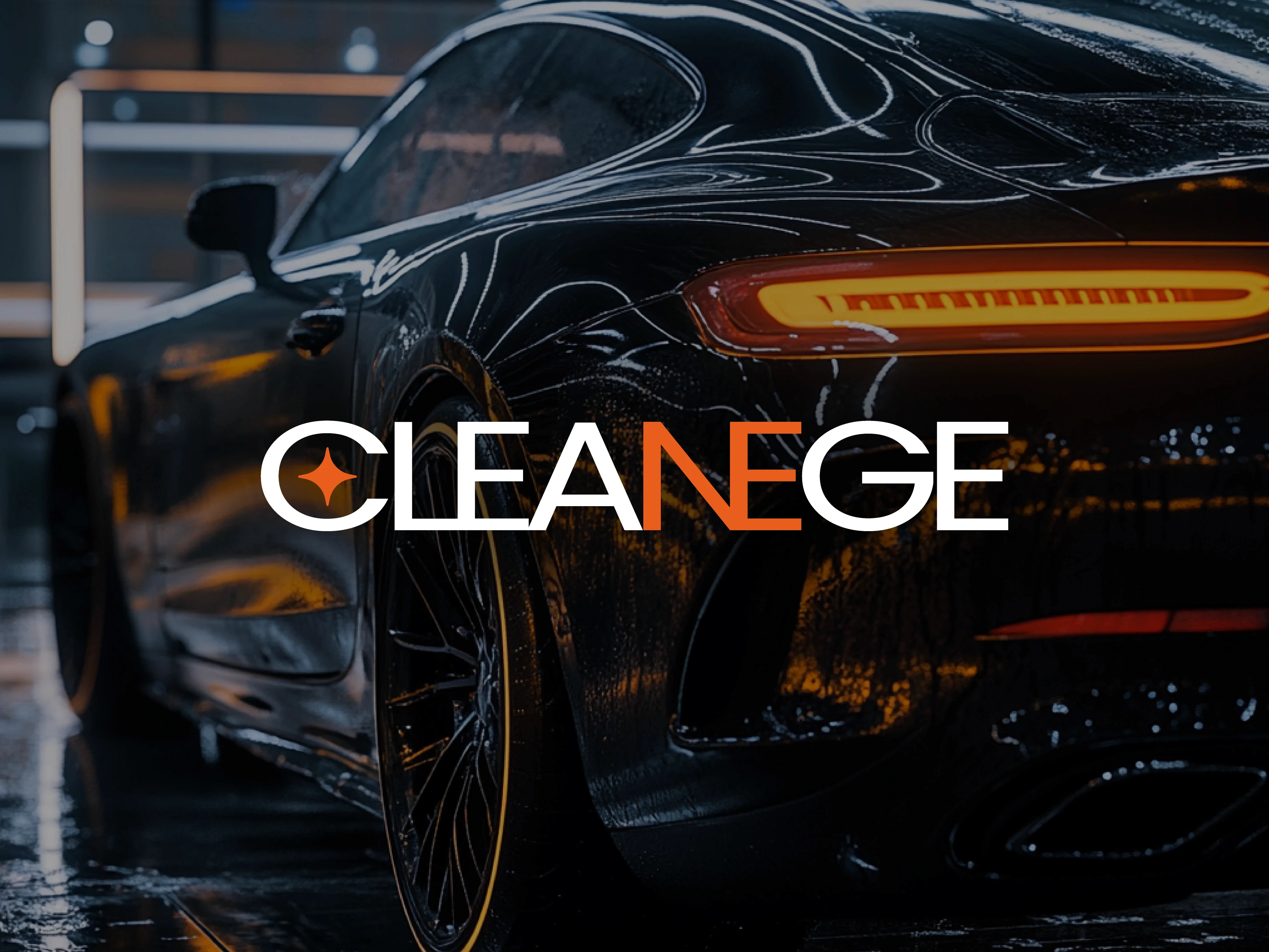 cleanege logo on a car background