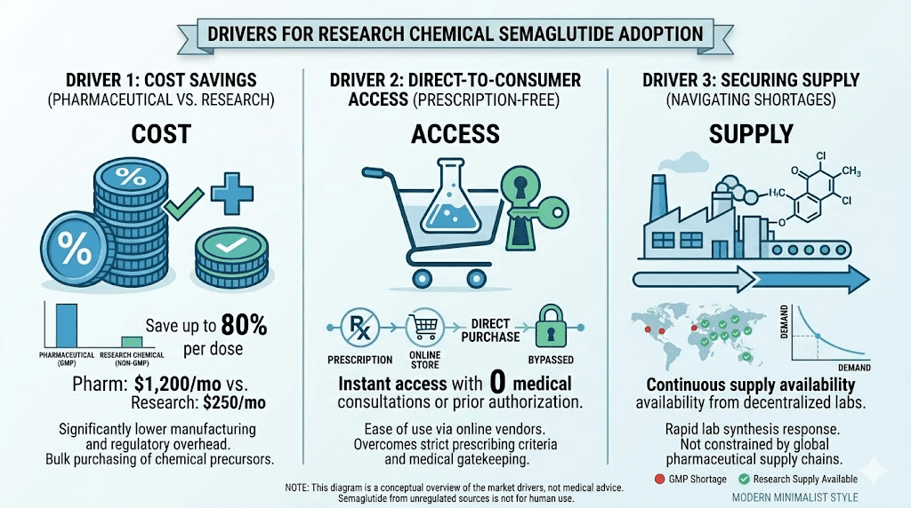 Why people buy research chemical semaglutide cost access and supply factors