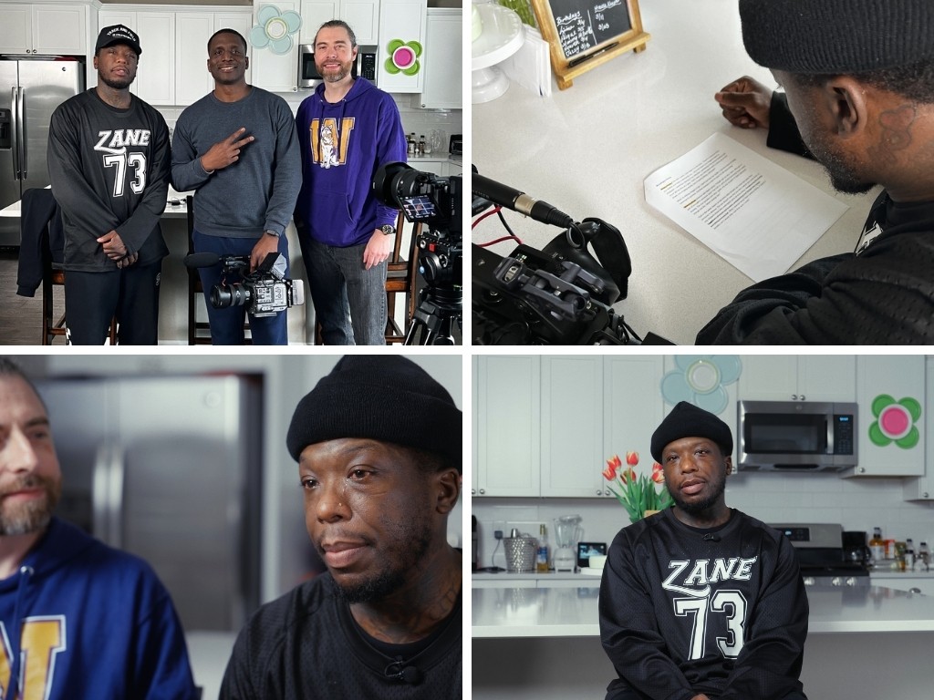 Antoine Adams behind the scenes directing a short film featuring Nate Robinson