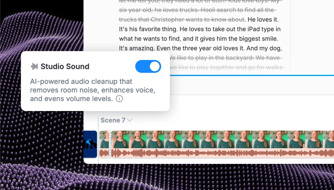 Studio Sound audio cleanup toggle