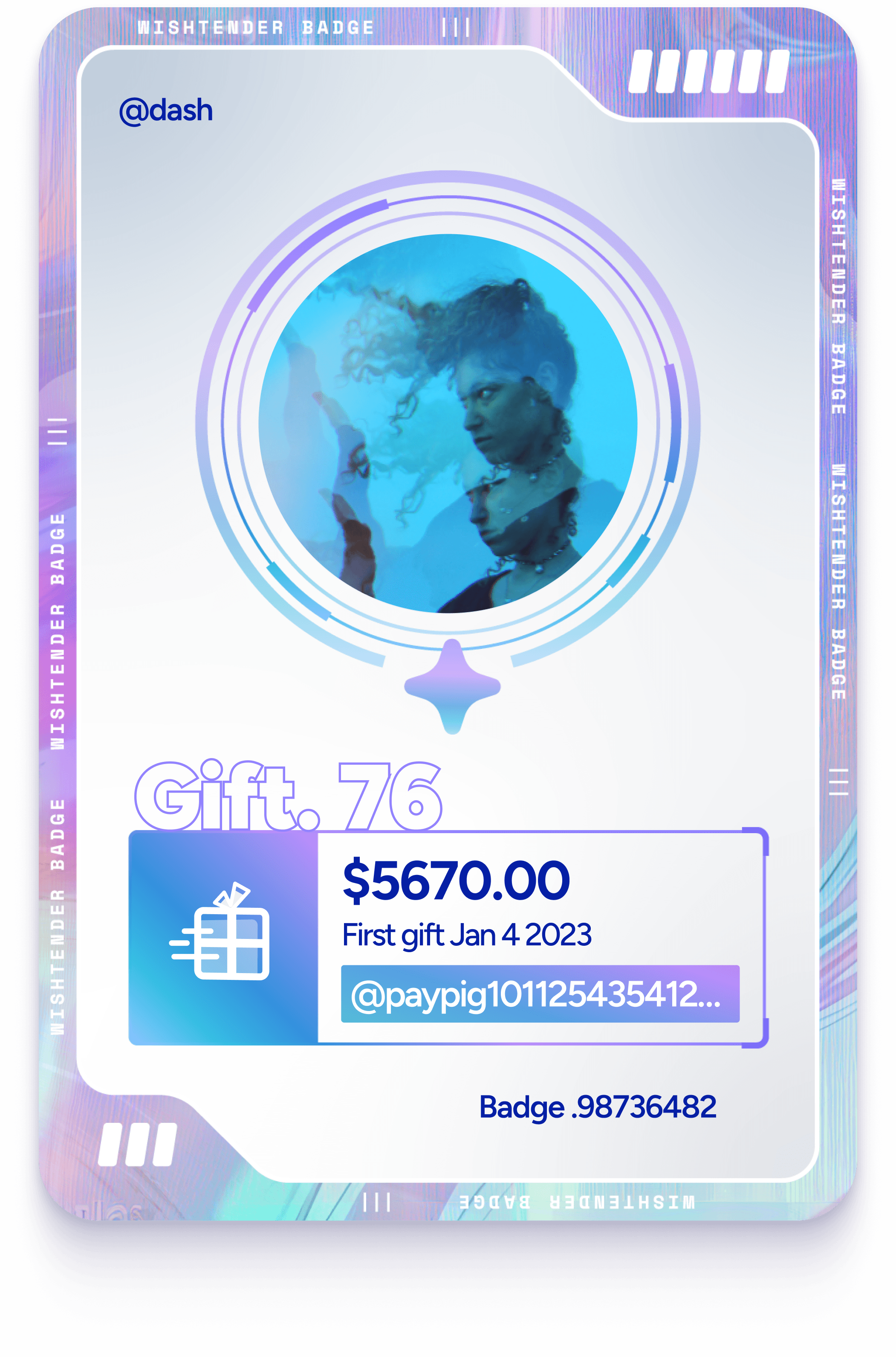 a card showing the avatar of the site's user