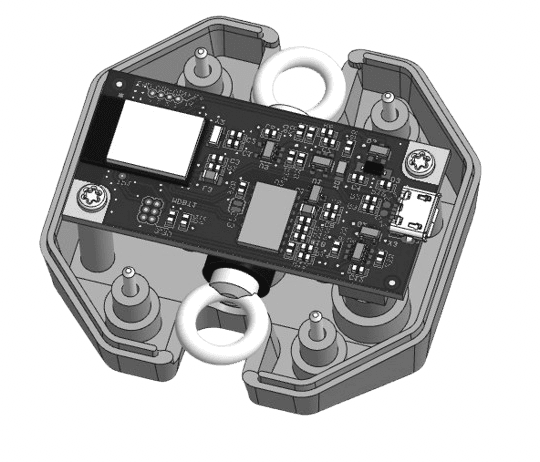 Custom fitness hardware prototype with circuit board and components