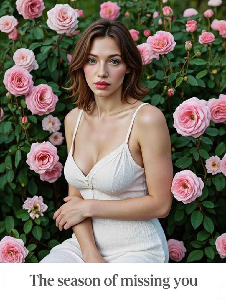 Girl in flower field created with AI book cover generator