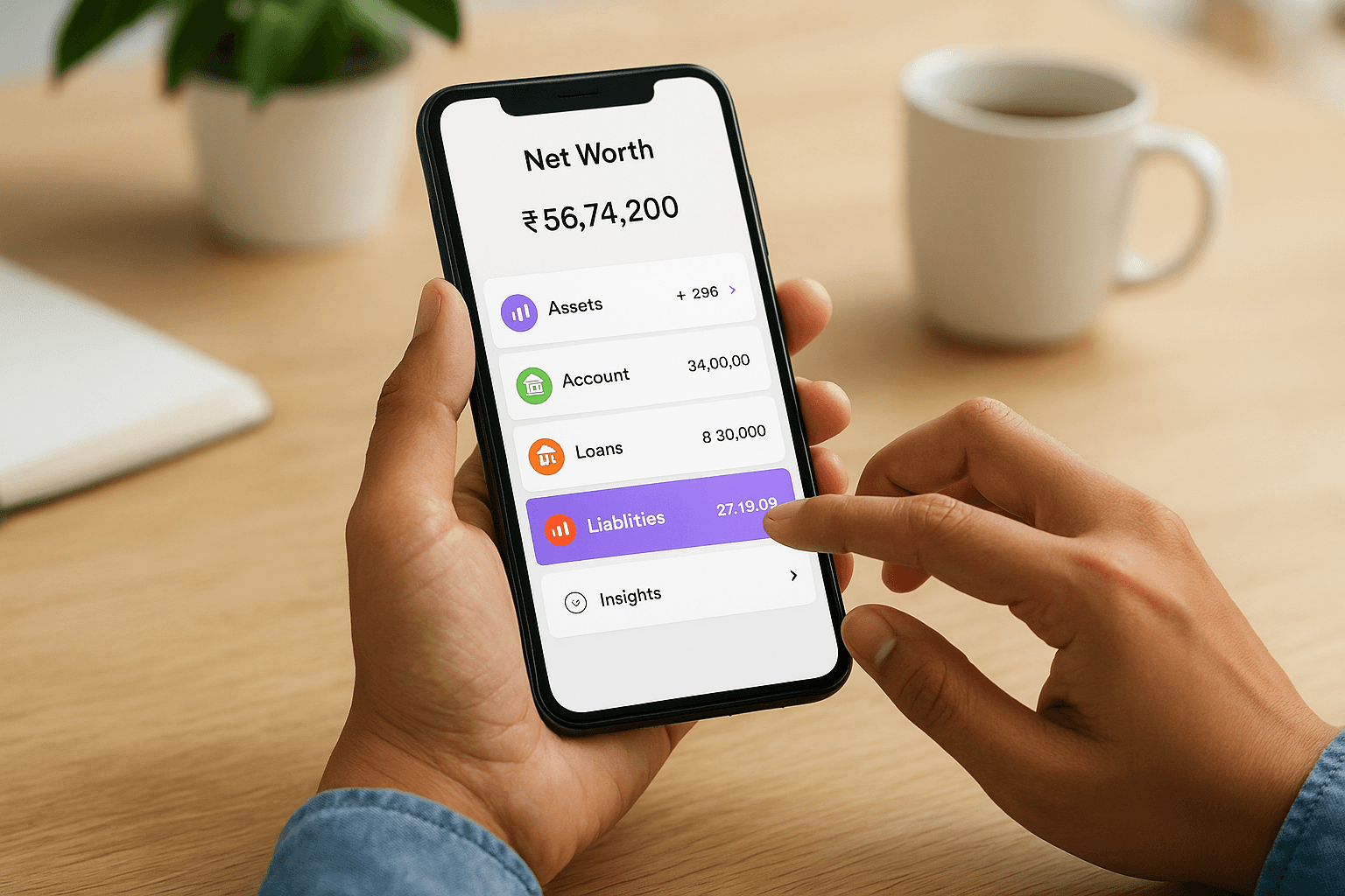 Net worth view, tracking, and insights