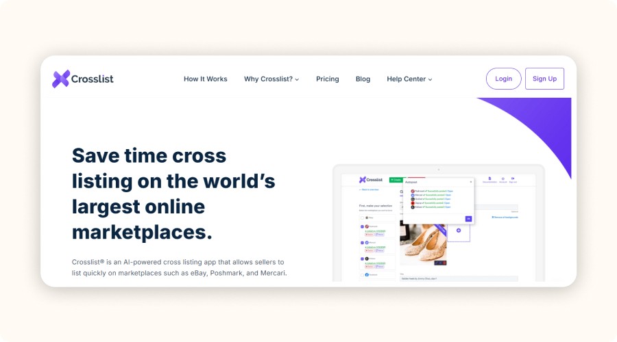 Crosslist homepage interface