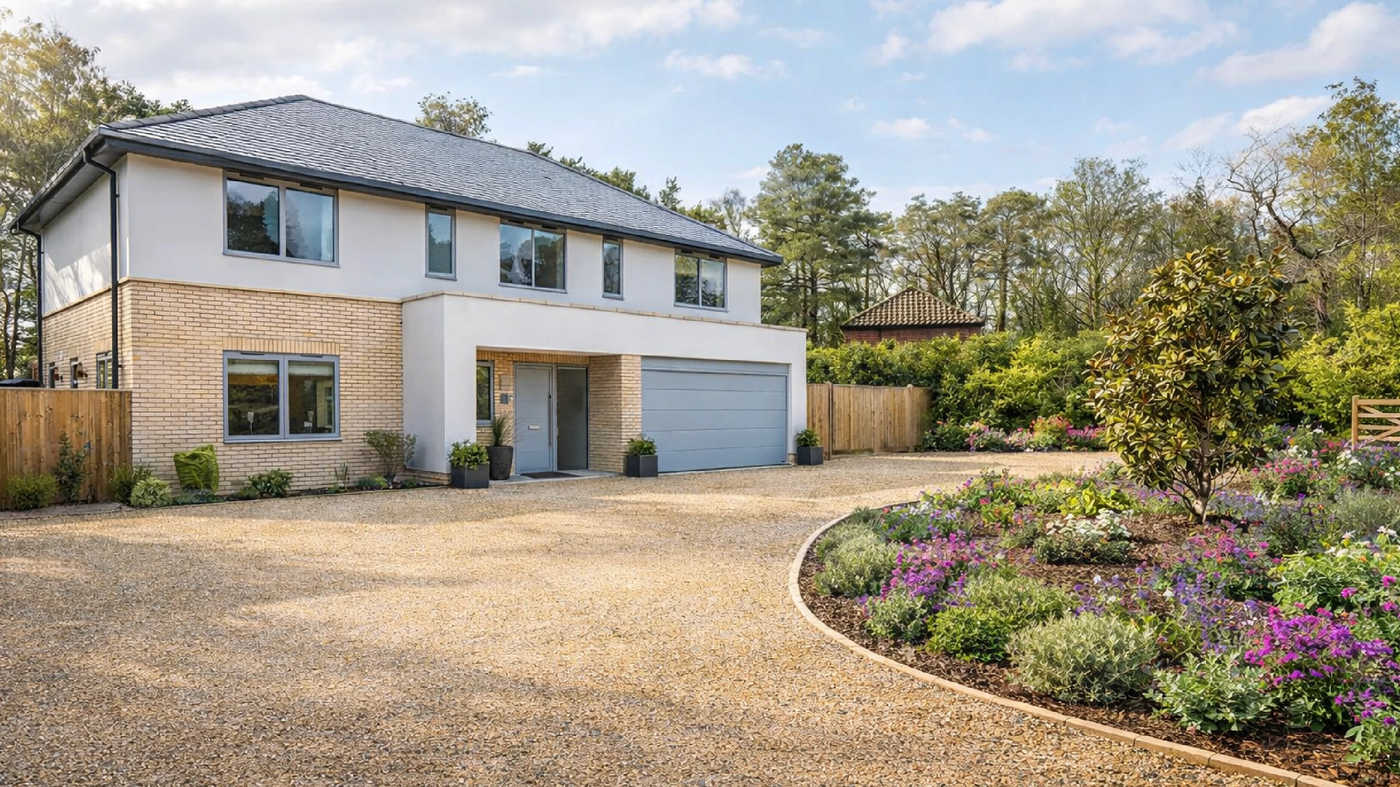 Lavendar Cottage front exterior and driveway
