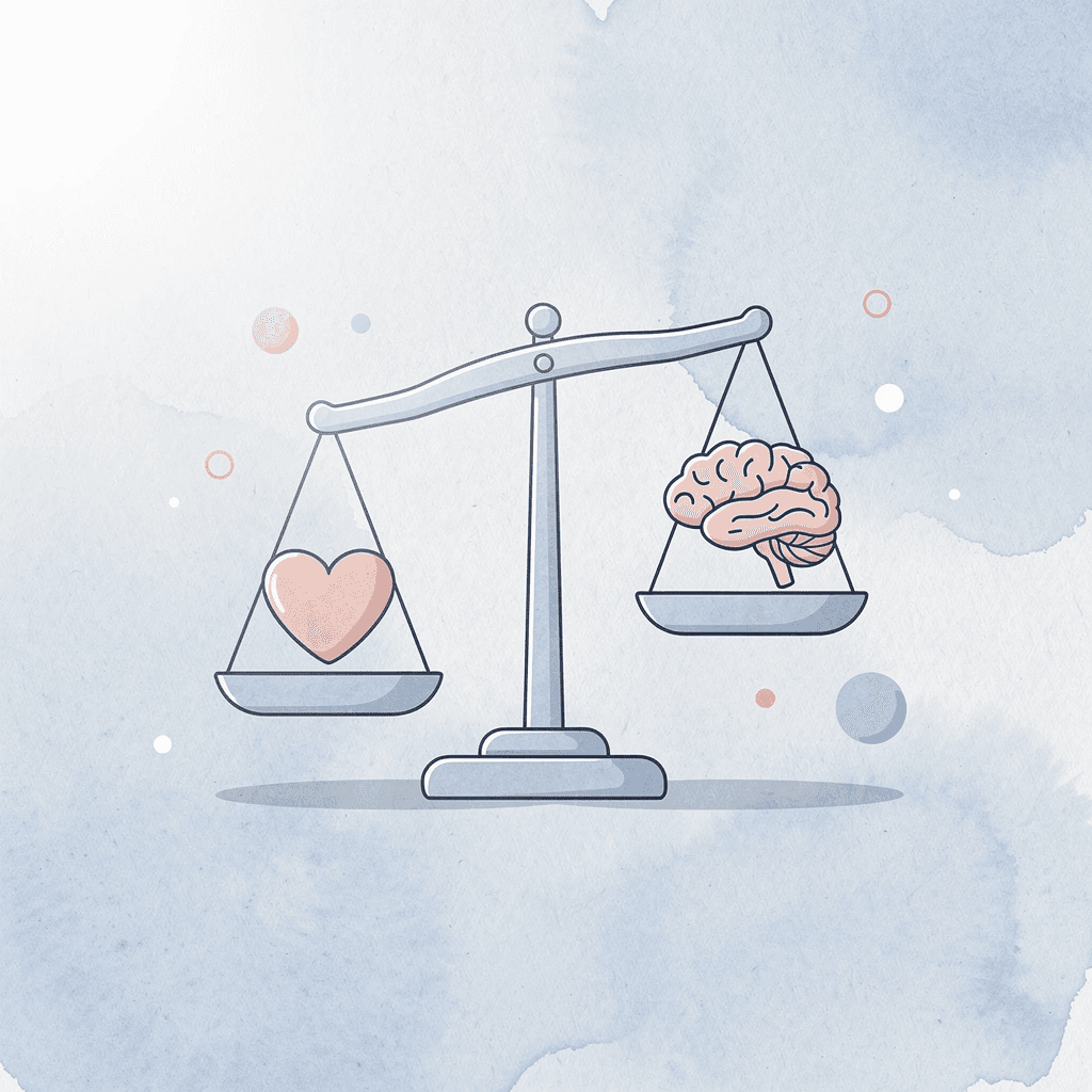 Balance scale icon comparing thoughtful versus generic swag bag choices