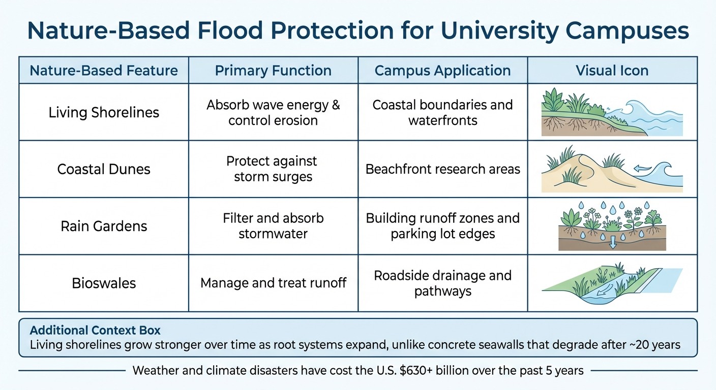 Nature-Based Flood Protection Features for University Campuses
