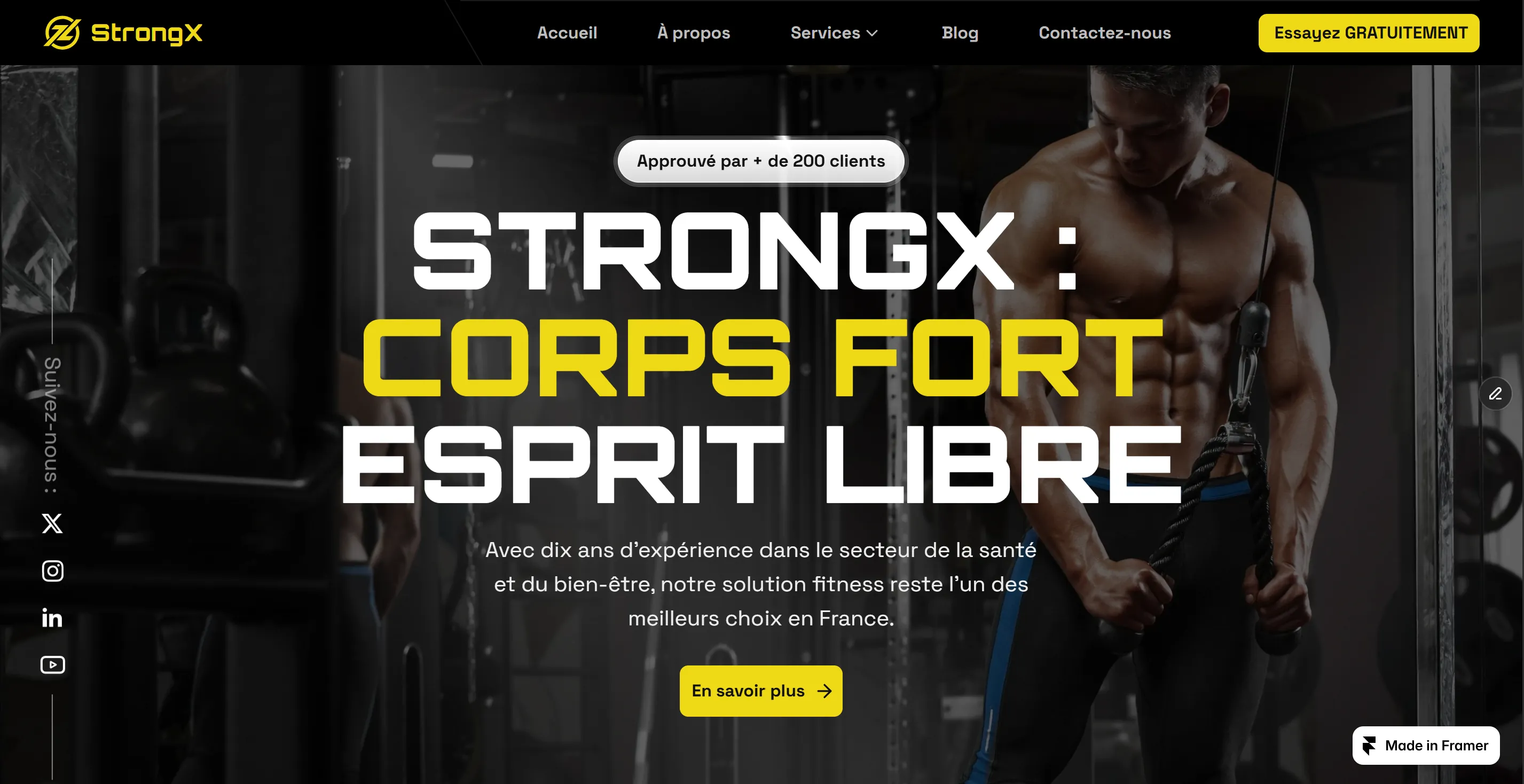 Site web salle de musculation moderne avec inscription et présentation