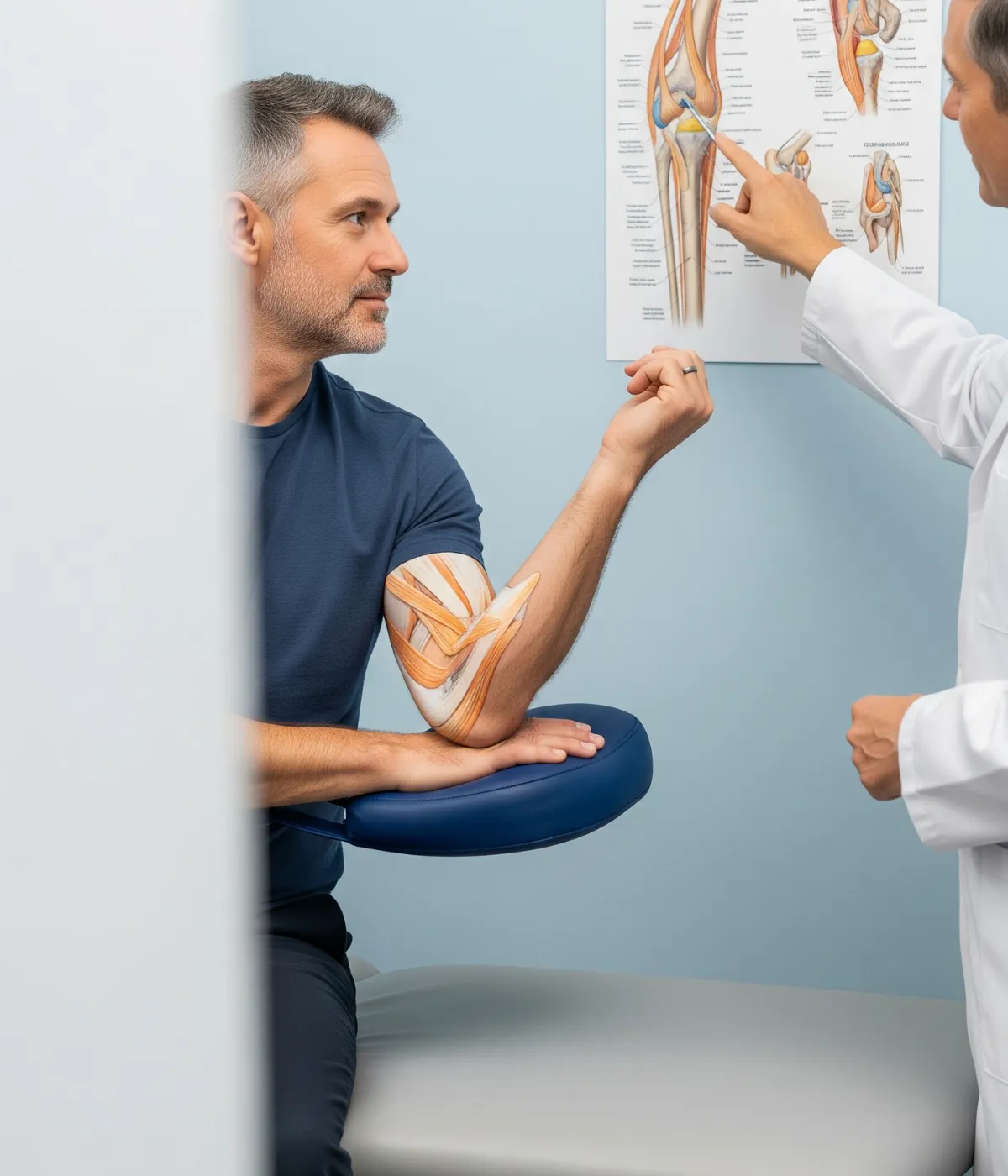 A patient consulting our specialist for elbow injury.