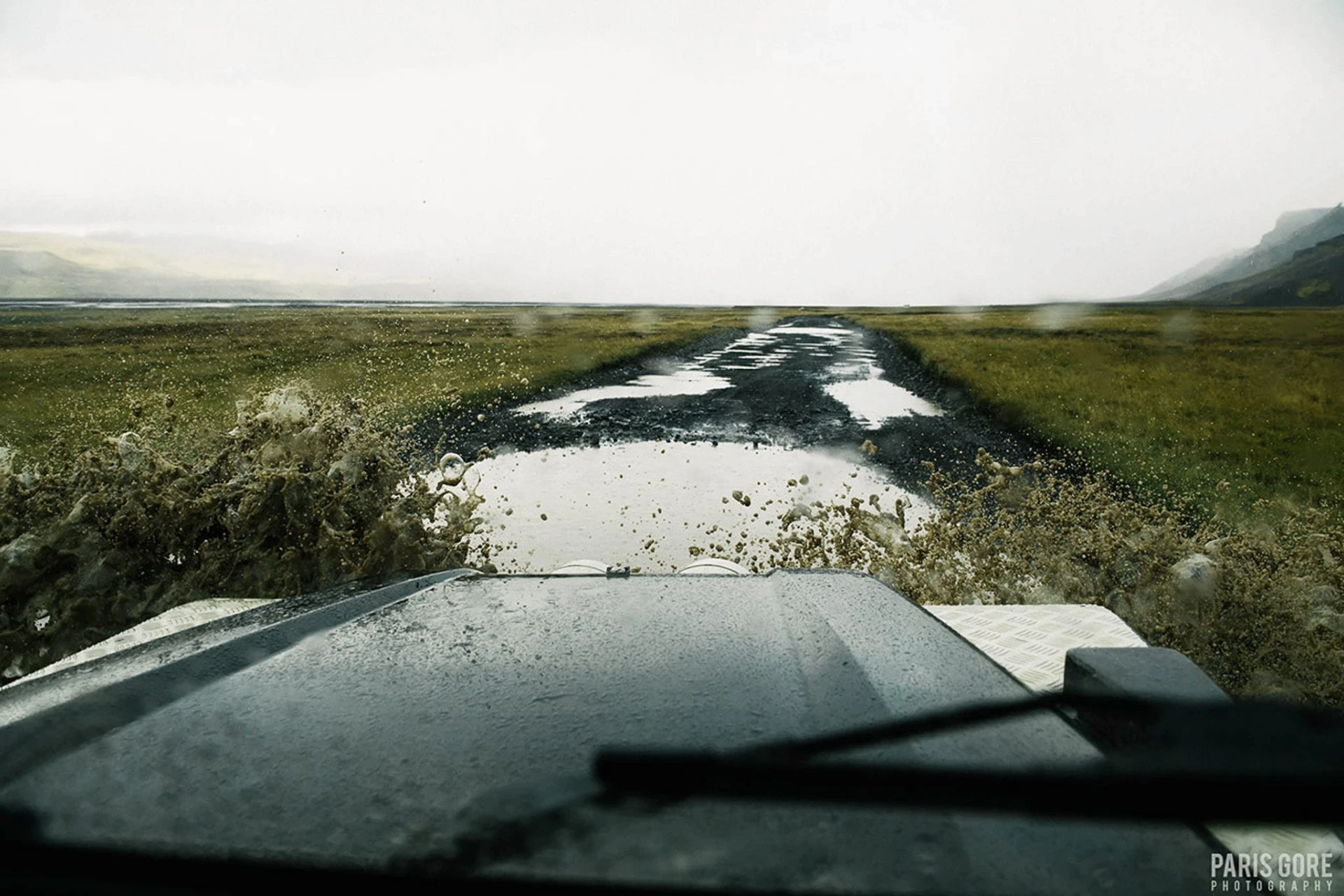 Jeep view going through water