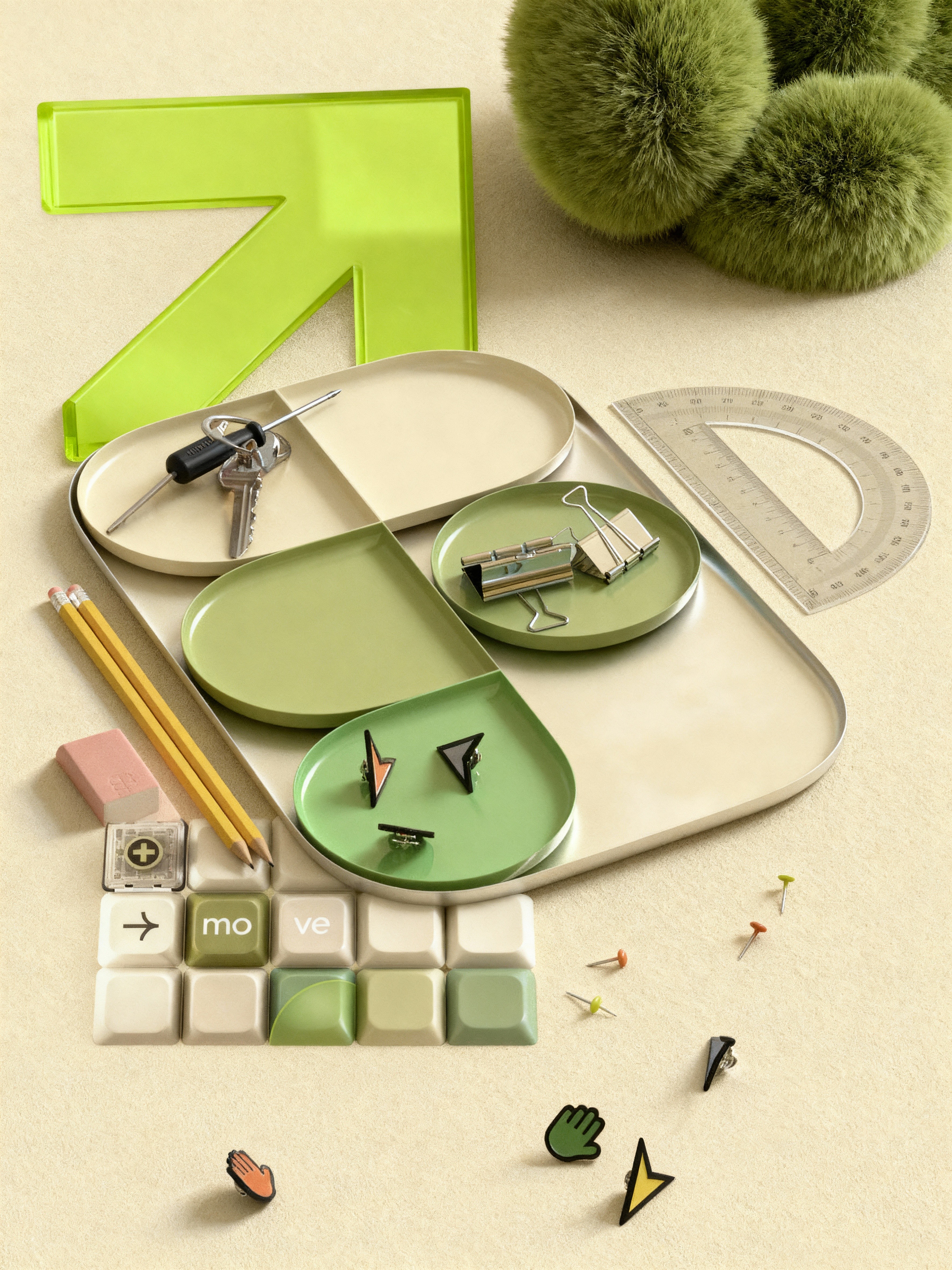 a white chair and a white table