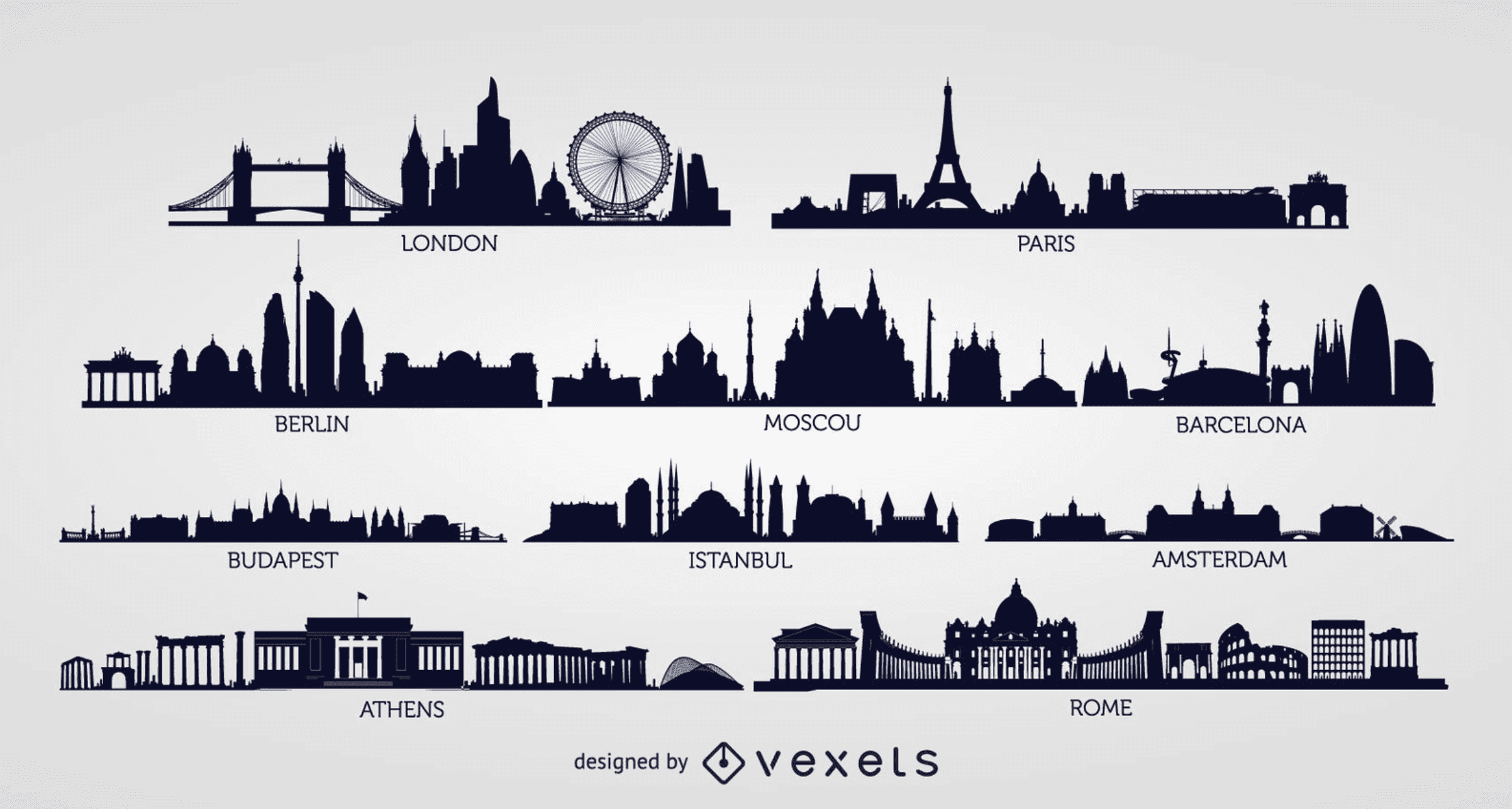 europe skylines silhouette